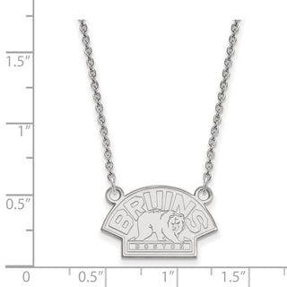 10k White Gold NHL LogoArt Boston Bruins Small Pendant 18 inch Necklace 1W041BRI-18