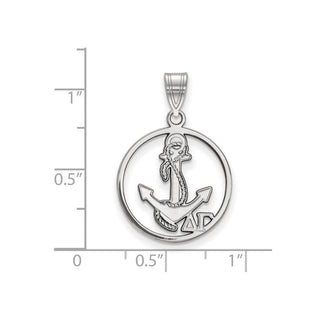 Sterling Silver Rhodium-plated LogoArt Delta Gamma Sorority Symbol Medium Circle Pendant