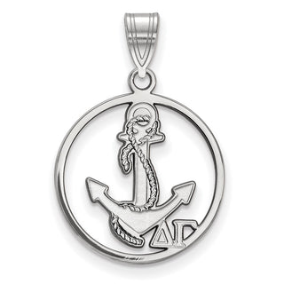 Sterling Silver Rhodium-plated LogoArt Delta Gamma Sorority Symbol Medium Circle Pendant