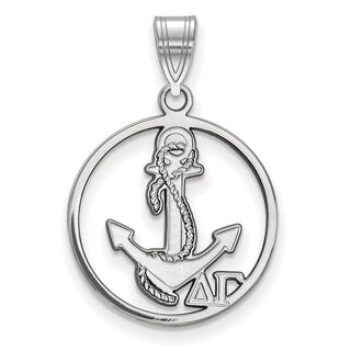 Sterling Silver Rhodium-plated LogoArt Delta Gamma Sorority Symbol Medium Circle Pendant