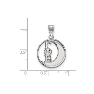 Sterling Silver Rhodium-plated LogoArt Gamma Phi Beta Sorority Symbol Medium Circle Pendant