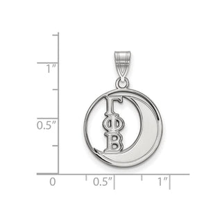 Sterling Silver Rhodium-plated LogoArt Gamma Phi Beta Sorority Symbol Medium Circle Pendant