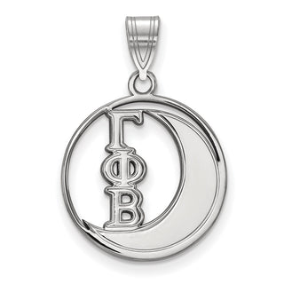 Sterling Silver Rhodium-plated LogoArt Gamma Phi Beta Sorority Symbol Medium Circle Pendant