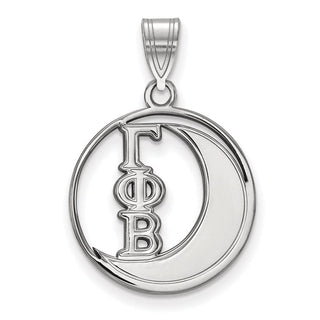 Sterling Silver Rhodium-plated LogoArt Gamma Phi Beta Sorority Symbol Medium Circle Pendant