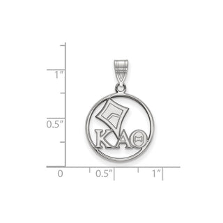 Sterling Silver Rhodium-plated LogoArt Kappa Alpha Theta Sorority Symbol Medium Circle Pendant