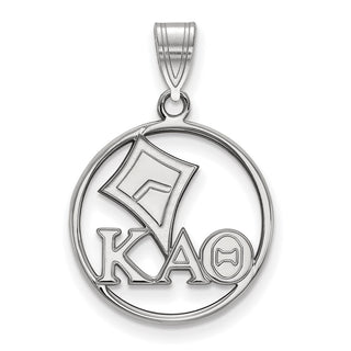 Sterling Silver Rhodium-plated LogoArt Kappa Alpha Theta Sorority Symbol Medium Circle Pendant