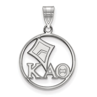 Sterling Silver Rhodium-plated LogoArt Kappa Alpha Theta Sorority Symbol Medium Circle Pendant