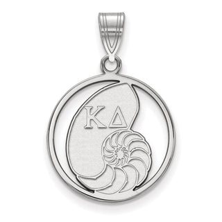 Sterling Silver Rhodium-plated LogoArt Kappa Delta Sorority Symbol Medium Circle Pendant