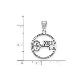 Sterling Silver Rhodium-plated LogoArt Kappa Kappa Gamma Sorority Symbol Medium Circle Pendant