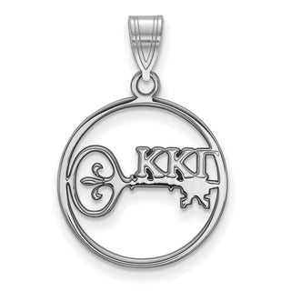 Sterling Silver Rhodium-plated LogoArt Kappa Kappa Gamma Sorority Symbol Medium Circle Pendant
