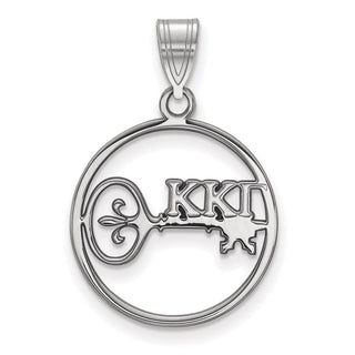 Sterling Silver Rhodium-plated LogoArt Kappa Kappa Gamma Sorority Symbol Medium Circle Pendant