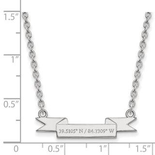 Sterling Silver Rhodium-plated LogoArt Miami University Ohio Small Latitude Banner Pendant 18 inch Necklace