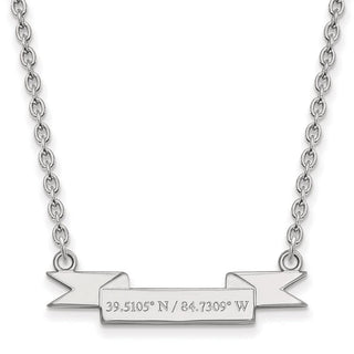 Sterling Silver Rhodium-plated LogoArt Miami University Ohio Small Latitude Banner Pendant 18 inch Necklace