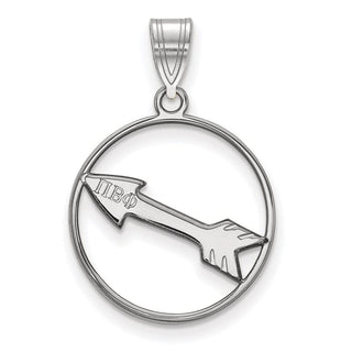 Sterling Silver Rhodium-plated LogoArt Pi Beta Phi Sorority Symbol Medium Circle Pendant