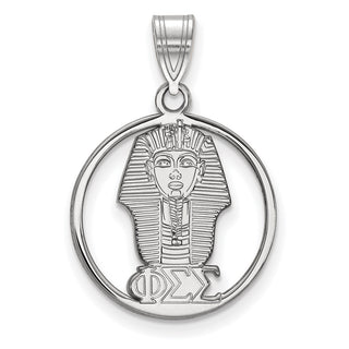Sterling Silver Rhodium-plated LogoArt Phi Sigma Sigma Sorority Symbol Medium Circle Pendant