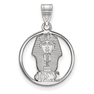 Sterling Silver Rhodium-plated LogoArt Phi Sigma Sigma Sorority Symbol Medium Circle Pendant