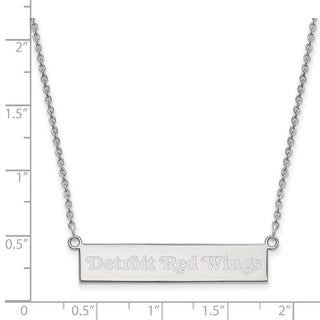 Sterling Silver Rhodium-plated NHL LogoArt Detroit Red Wings Small Bar 18 inch Necklace