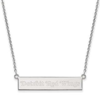 Sterling Silver Rhodium-plated NHL LogoArt Detroit Red Wings Small Bar 18 inch Necklace