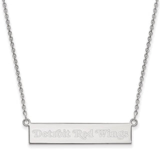 Sterling Silver Rhodium-plated NHL LogoArt Detroit Red Wings Small Bar 18 inch Necklace