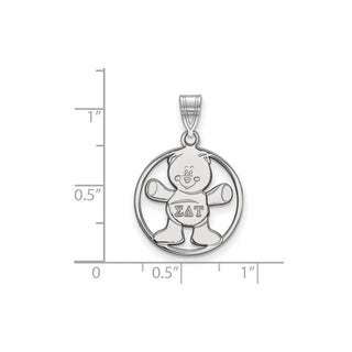 Sterling Silver Rhodium-plated LogoArt Sigma Delta Tau Sorority Symbol Medium Circle Pendant