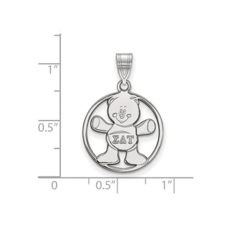 Sterling Silver Rhodium-plated LogoArt Sigma Delta Tau Sorority Symbol Medium Circle Pendant