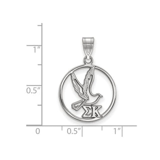 Sterling Silver Rhodium-plated LogoArt Sigma Kappa Sorority Symbol Medium Circle Pendant