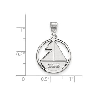 Sterling Silver Rhodium-plated LogoArt Sigma Sigma Sigma Sorority Symbol Medium Circle Pendant