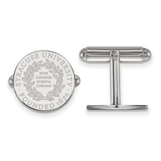 Sterling Silver Rhodium-plated LogoArt Syracuse University Crest Cuff Links