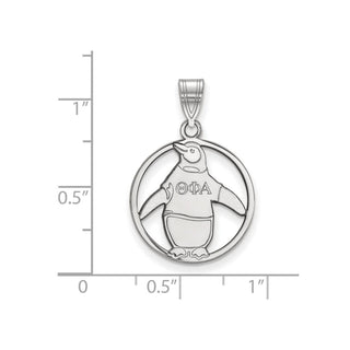 Sterling Silver Rhodium-plated LogoArt Theta Phi Alpha Sorority Symbol Medium Circle Pendant