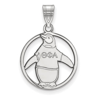Sterling Silver Rhodium-plated LogoArt Theta Phi Alpha Sorority Symbol Medium Circle Pendant