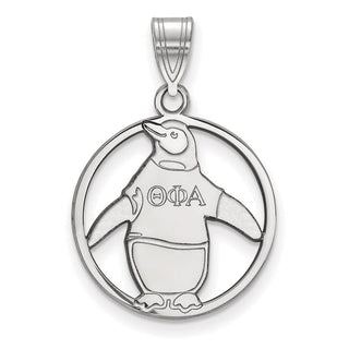 Sterling Silver Rhodium-plated LogoArt Theta Phi Alpha Sorority Symbol Medium Circle Pendant