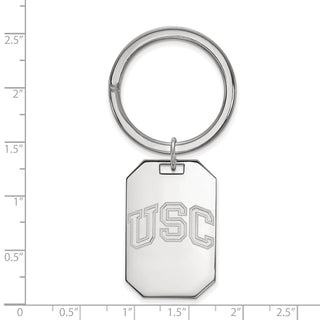 Sterling Silver Rhodium-plated LogoArt University of Southern California U-S-C Key Ring
