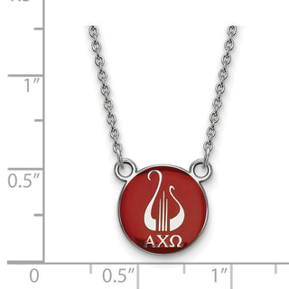 Sterling Silver Rhodium-plated LogoArt Alpha Chi Omega Sorority Symbol Small Color Enamel Pendant 18 inch Necklace SS042ACO-18
