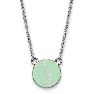 Sterling Silver Rhodium-plated LogoArt Alpha Epsilon Phi Extra Sorority Symbol Small Color Enamel Pendant 18 inch Necklace