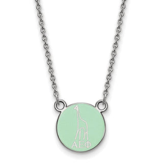 Sterling Silver Rhodium-plated LogoArt Alpha Epsilon Phi Extra Sorority Symbol Small Color Enamel Pendant 18 inch Necklace