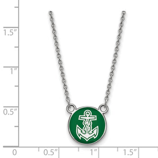 Sterling Silver Rhodium-plated LogoArt Alpha Sigma Tau Sorority Symbol Small Color Enamel Pendant 18 inch Necklace SS042ALS-18