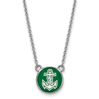 Sterling Silver Rhodium-plated LogoArt Alpha Sigma Tau Sorority Symbol Small Color Enamel Pendant 18 inch Necklace SS042ALS-18