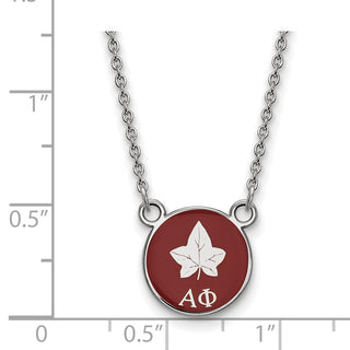 Sterling Silver Rhodium-plated LogoArt Alpha Phi Sorority Symbol Small Color Enamel Pendant 18 inch Necklace SS042APH-18