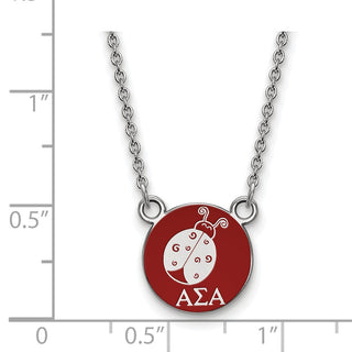 Sterling Silver Rhodium-plated LogoArt Alpha Sigma Alpha Sorority Symbol Small Color Enamel Pendant 18 inch Necklace SS042ASI-18