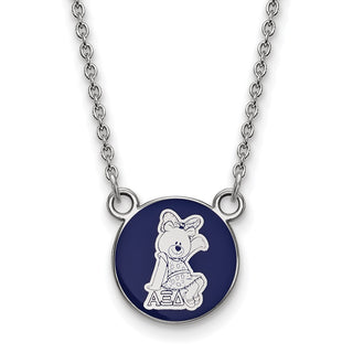 Sterling Silver Rhodium-plated LogoArt Alpha Xi Delta Sorority Symbol Small Color Enamel Pendant 18 inch Necklace SS042AXD-18