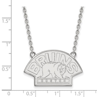 14k White Gold NHL LogoArt Boston Bruins Large Pendant 18 inch Necklace 4W042BRI-18