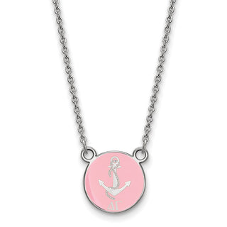 Sterling Silver Rhodium-plated LogoArt Delta Gamma Sorority Symbol Small Color Enamel Pendant 18 inch Necklace SS042DG-18