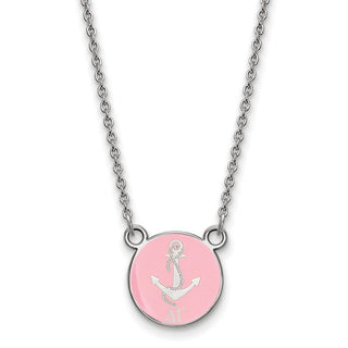 Sterling Silver Rhodium-plated LogoArt Delta Gamma Sorority Symbol Small Color Enamel Pendant 18 inch Necklace SS042DG-18
