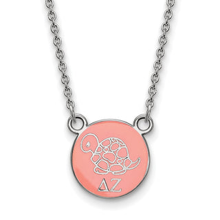 Sterling Silver Rhodium-plated LogoArt Delta Zeta Sorority Symbol Small Color Enamel Pendant 18 inch Necklace SS042DZ-18