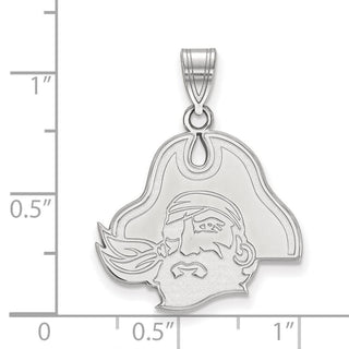 Sterling Silver Rhodium-plated LogoArt East Carolina University Pirate Large Pendant SS042ECU
