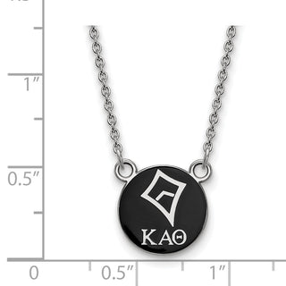 Sterling Silver Rhodium-plated LogoArt Kappa Alpha Theta Sorority Symbol Small Color Enamel Pendant 18 inch Necklace SS042KAT-18