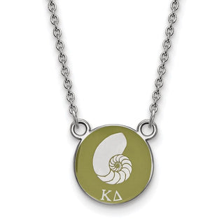 Sterling Silver Rhodium-plated LogoArt Kappa Delta Sorority Symbol Small Color Enamel Pendant 18 inch Necklace SS042KD-18