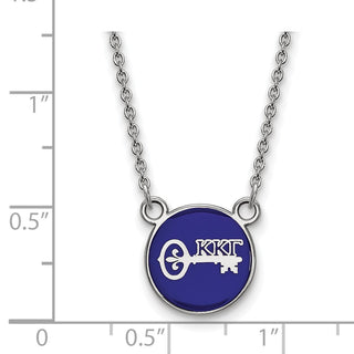 Sterling Silver Rhodium-plated LogoArt Kappa Kappa Gamma Sorority Symbol Small Color Enamel Pendant 18 inch Necklace SS042KKG-18