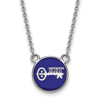 Sterling Silver Rhodium-plated LogoArt Kappa Kappa Gamma Sorority Symbol Small Color Enamel Pendant 18 inch Necklace SS042KKG-18