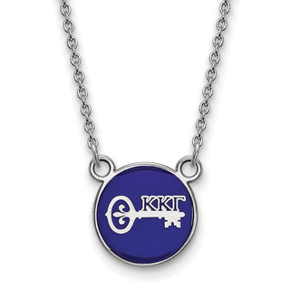 Sterling Silver Rhodium-plated LogoArt Kappa Kappa Gamma Sorority Symbol Small Color Enamel Pendant 18 inch Necklace SS042KKG-18